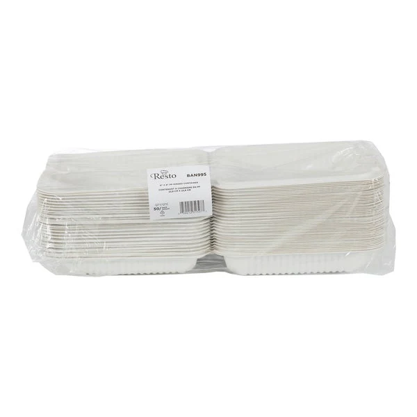 Resto Hinged MFPP Container 9 in × 9 in - Pack of 150 - Disposables, Restaurant Packaging and Take-Out Supplies - Canadian Distribution - Ships Free Within Canada on Orders Above CAD $199 - Image 2