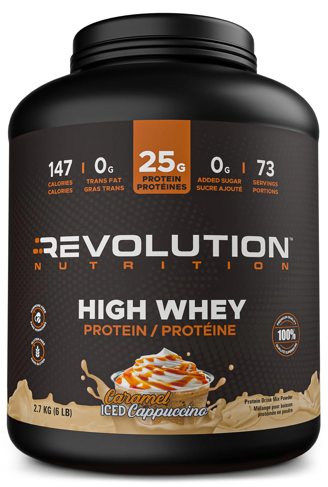 Revolution - High Whey Isolate Protein Powder - Caramel Iced Cappuccino - 6LB - Canadian Distribution - Ships Free Within Canada on Orders Above CAD $199