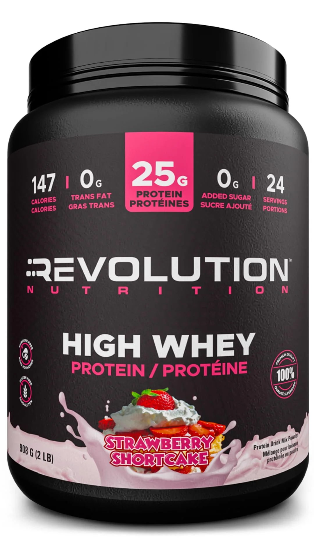 Revolution Nutrition โ High Whey Isolate Protein Powder โ Strawberry Shortcake โ 2LB - Canadian Distribution - Ships Free Within Canada on Orders Above CAD $199