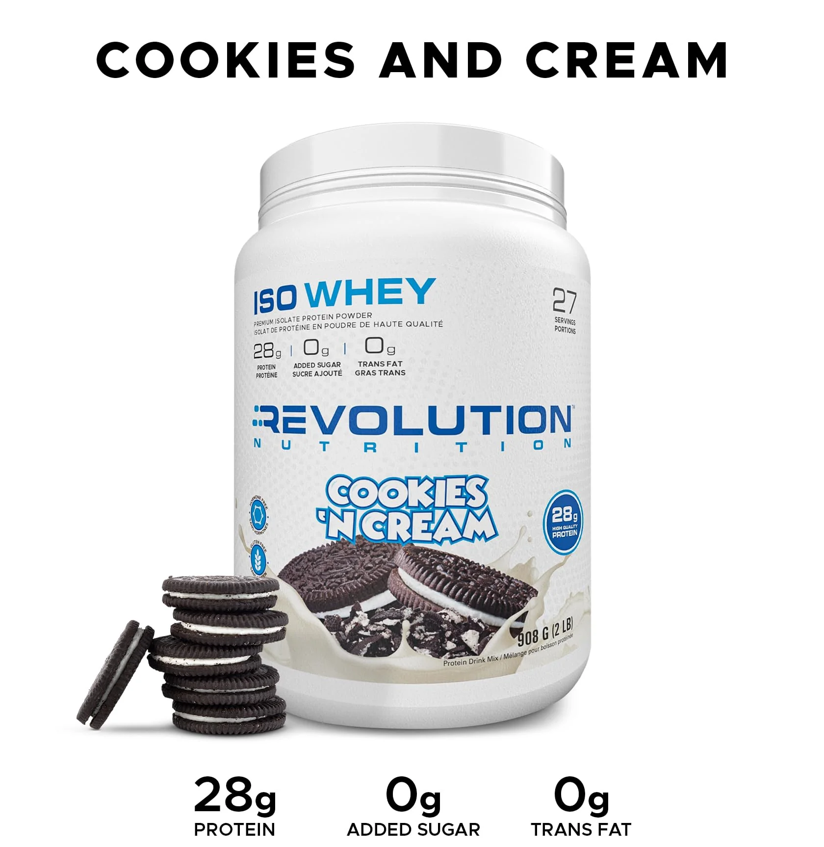 Revolution Nutrition – Iso Whey Protein Powder – Cookies and Cream – 2lb – 100 percent isolate - Canadian Distribution - Ships Free Within Canada on Orders Above CAD $199 - Image 8