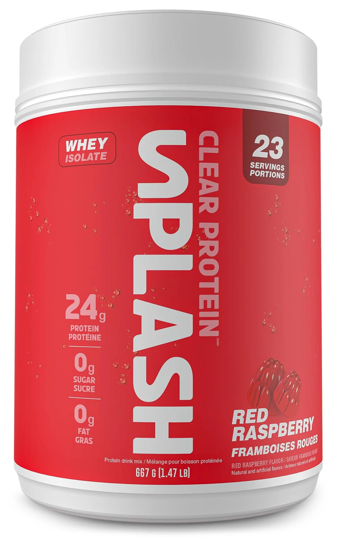 Revolution Nutrition – Splash Clear Isolate – Red Raspberry – 667g - Canadian Distribution - Ships Free Within Canada on Orders Above CAD $199