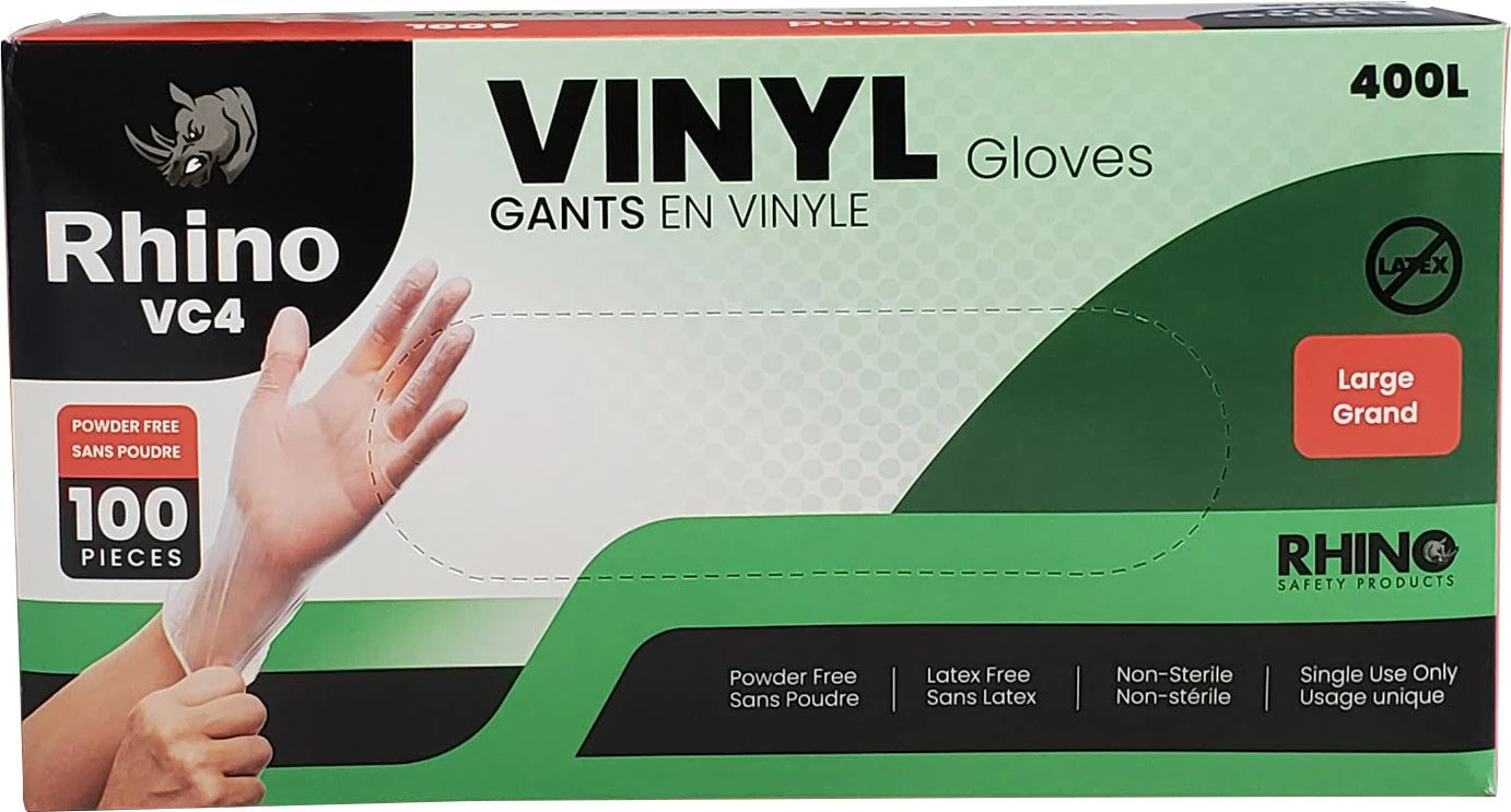 Rhino - VC4 - Clear Vinyl Gloves - Large - 10 x 100 count - Image 2