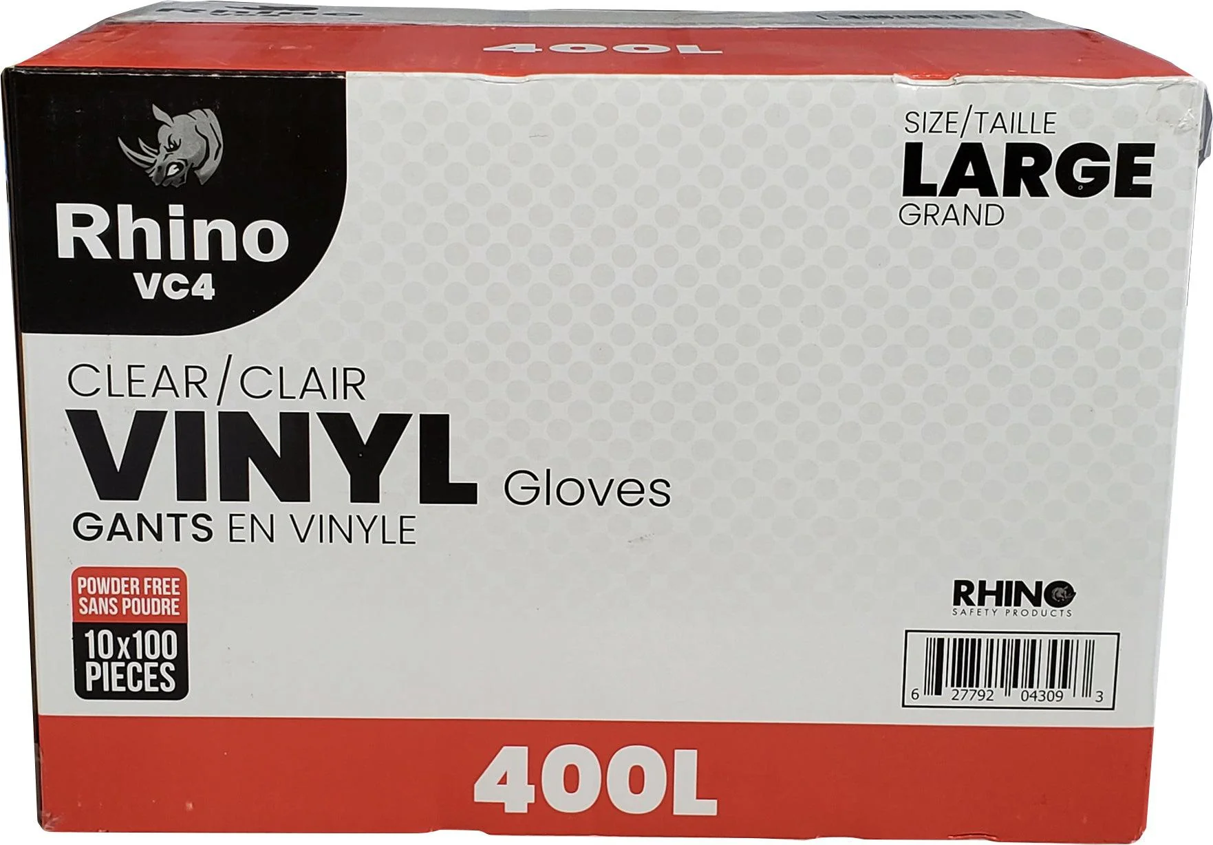 Rhino - VC4 - Clear Vinyl Gloves - Large - 10 x 100 count - Image 4