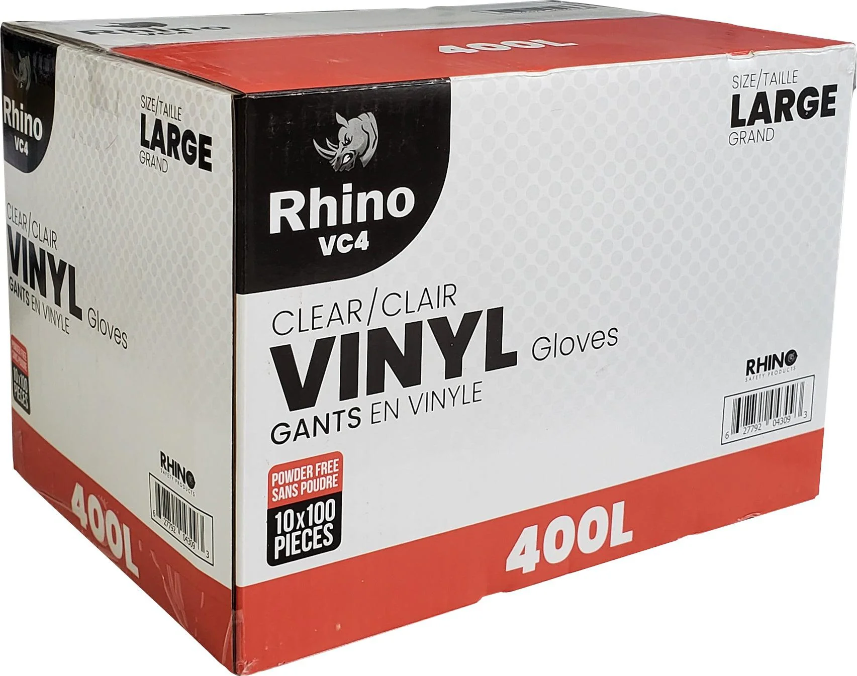 Rhino - VC4 - Clear Vinyl Gloves - Large - 10 x 100 count - Image 5