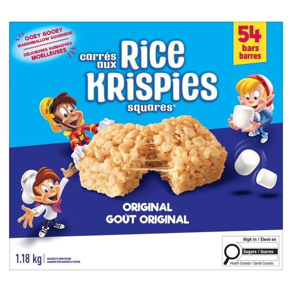Rice Krispies Squares Bars - 4 Cases x 54 Packs x 22 g - Kellogg's - Canadian Distribution - Ships Free Within Canada on Orders Above CAD $199