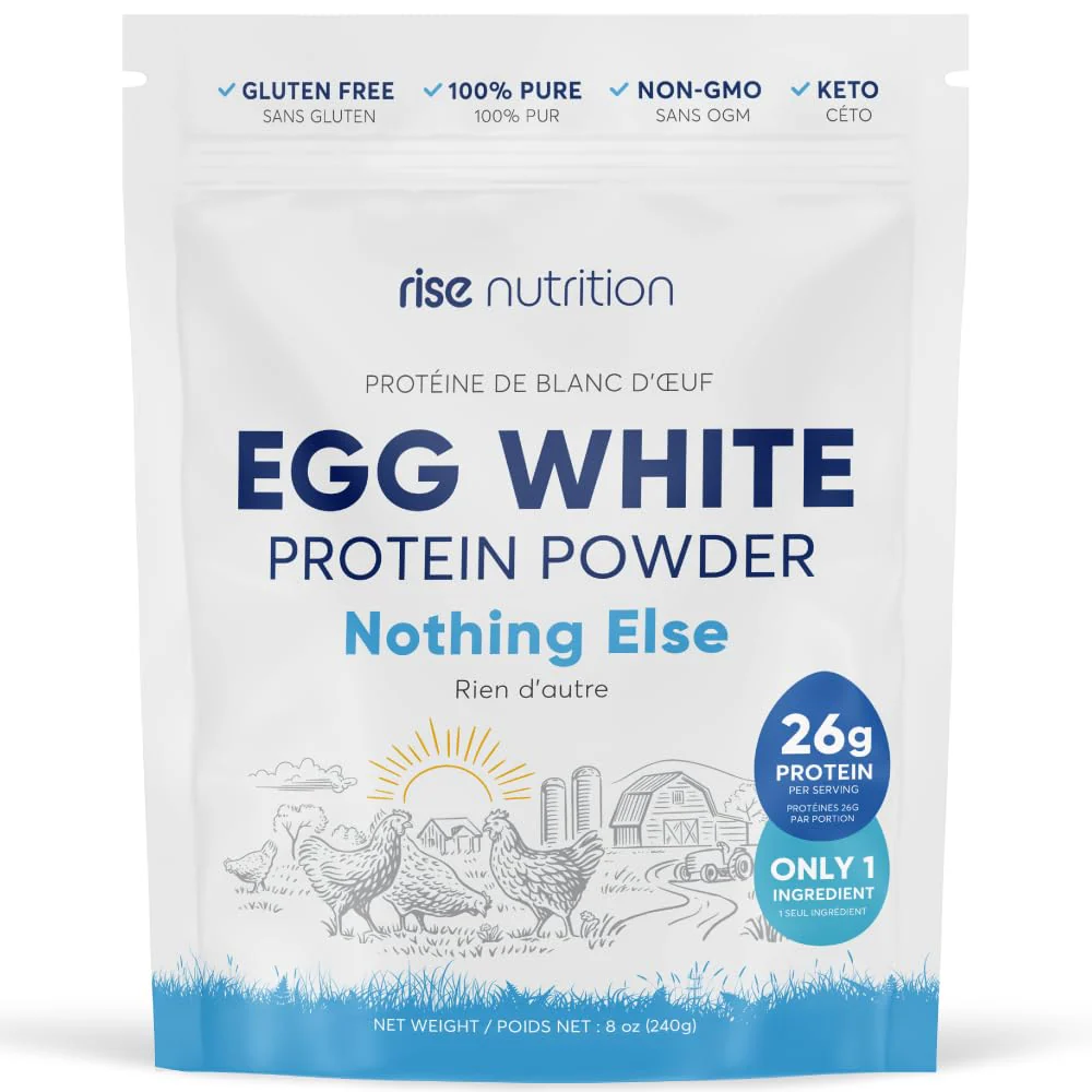 Rise Nutrition โ Egg White Protein Powder โ Unflavoured โ 240g โ Single ingredient - Canadian Distribution - Ships Free Within Canada on Orders Above CAD $199