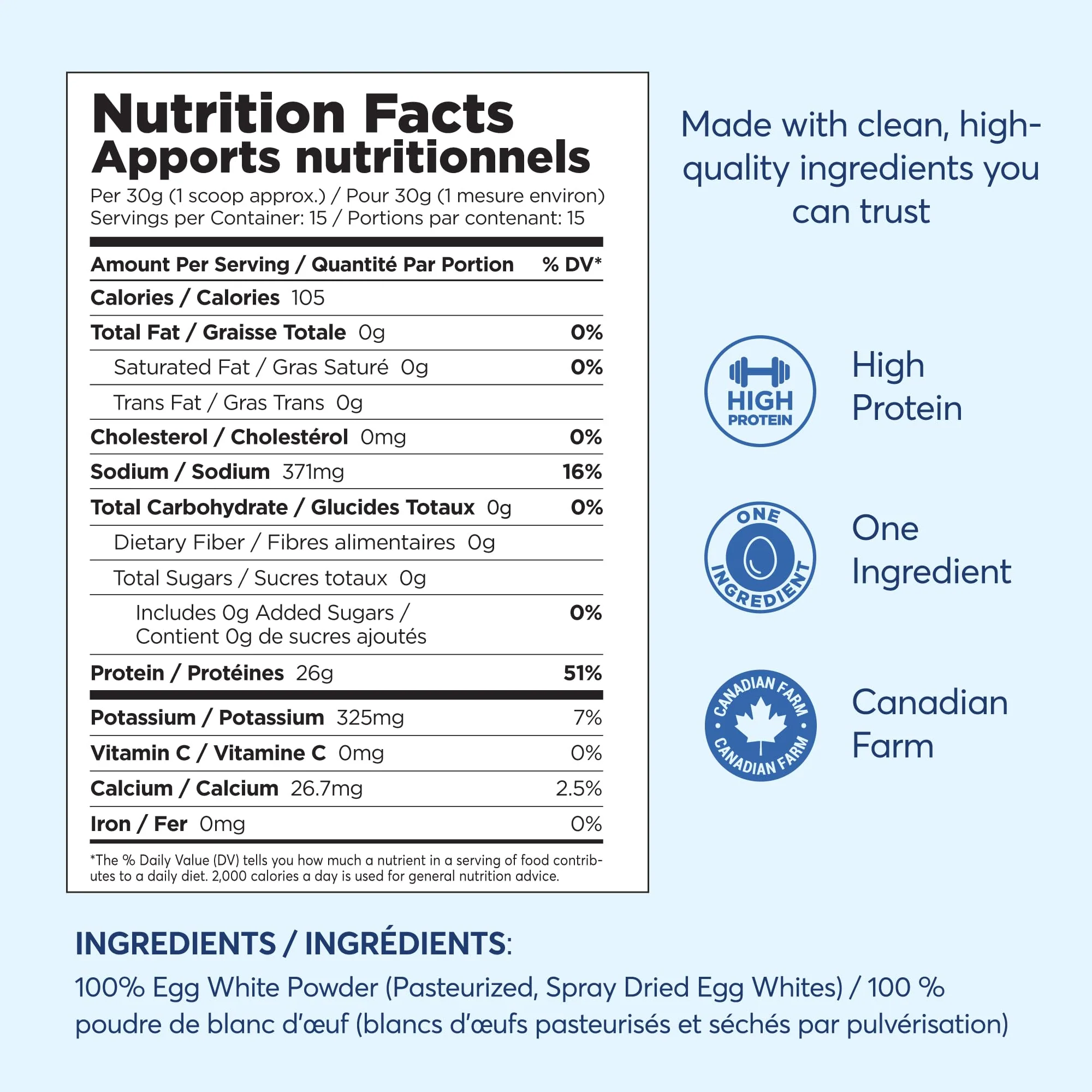 Rise Nutrition โ Egg White Protein Powder โ Unflavoured โ 240g โ Single ingredient - Canadian Distribution - Ships Free Within Canada on Orders Above CAD $199 - Image 3