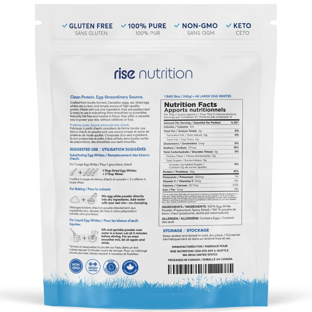 Rise Nutrition โ Egg White Protein Powder โ Unflavoured โ 240g โ Single ingredient - Canadian Distribution - Ships Free Within Canada on Orders Above CAD $199 - Image 7