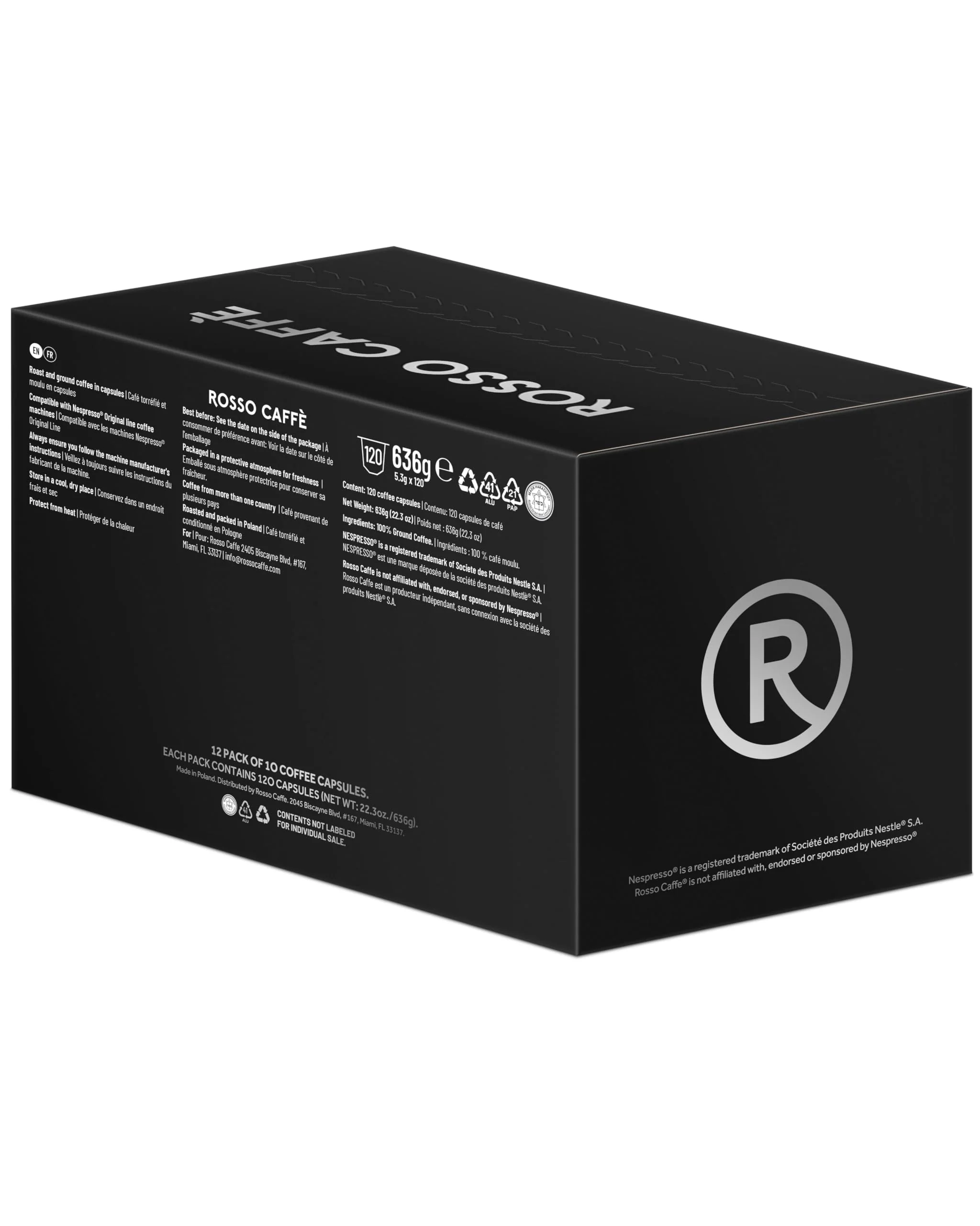 Rosso Caffè â Espresso Coffee Pods â Intense Dark Roast Variety â 120 Pods - Canadian Distribution - Ships Free Within Canada on Orders Above CAD $199 - Image 2