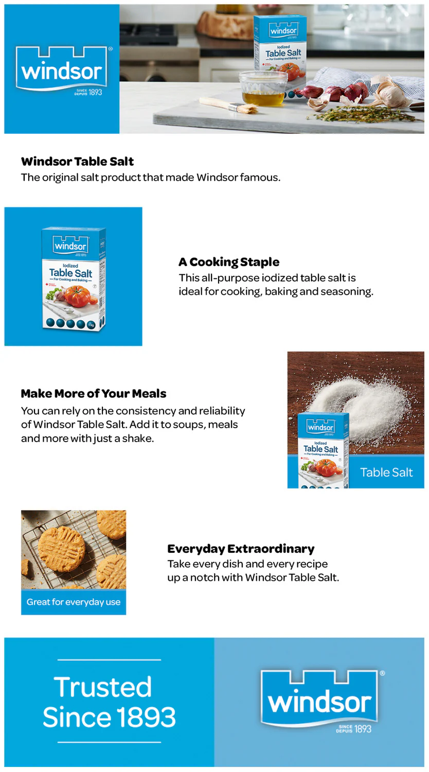 Salt Table Slim Pack - 24 x 1 kg - Windsor - Restaurant and Foodservice Ingredients - Canadian Distribution - Ships Free Within Canada on Orders Above CAD $199 - Image 3