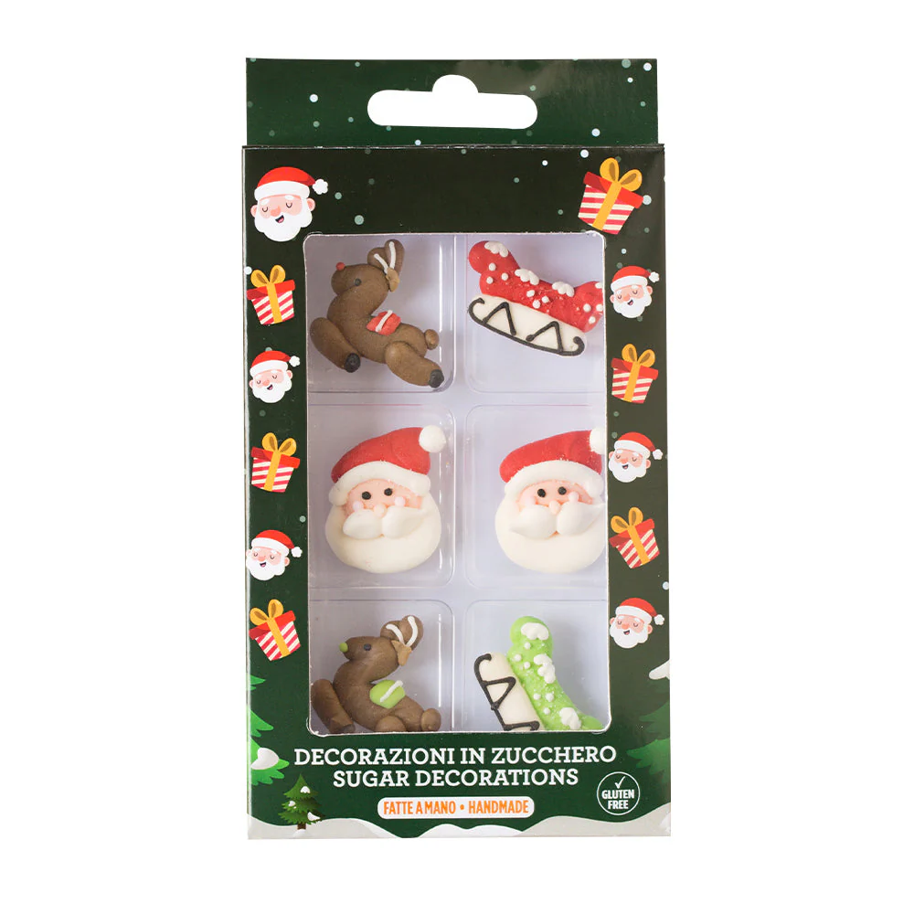 Santa Claus Sugar Decorations – Handmade, 6 pcs (Clearance) - Canadian Distribution - Ships Free Within Canada on Orders Above CAD $199 - Image 2