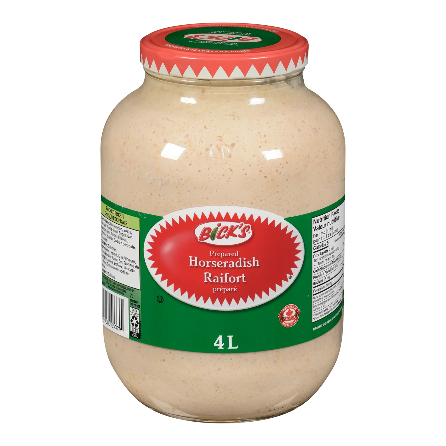Sauce Horseradish - 2 x 4 L - Bicks Pickles - Restaurant and Foodservice Ingredients - Canadian Distribution - Ships Free Within Canada on Orders Above CAD $199