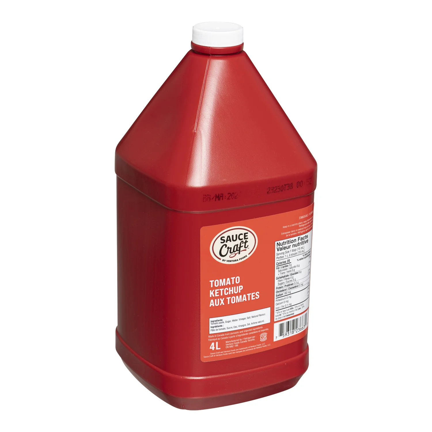 Sauce Ketchup - 4 x 4 L - Sauccft - Restaurant and Foodservice Ingredients - Canadian Distribution - Ships Free Within Canada on Orders Above CAD $199
