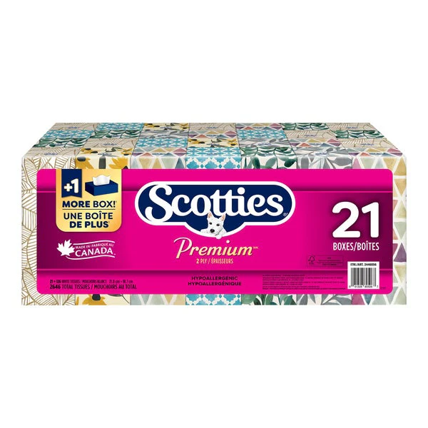 Scotties Premium Facial Tissues - Pack of 21 - Disposables, Restaurant Packaging and Take-Out Supplies - Canadian Distribution - Ships Free Within Canada on Orders Above CAD $199