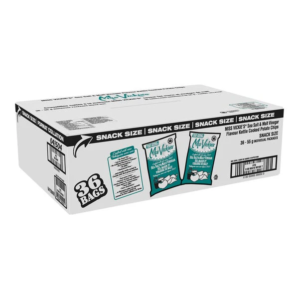 Sea Salt & Malt Vinegar - 4 Cases x 36 Packs x 55 g - Miss Vickie's - Canadian Distribution - Ships Free Within Canada on Orders Above CAD $199
