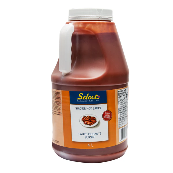 Select Suicide Hot Sauce - 4 x 4 L - Grocery and Food Items - Canadian Distribution - Ships Free Within Canada on Orders Above CAD $199