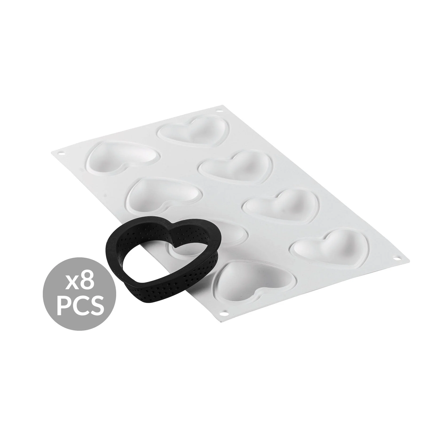SILIKOMART Small Amore Tart Ring Kit (Silicone Mould + 8 Rings) - Canadian Distribution - Ships Free Within Canada on Orders Above CAD $199 - Image 3