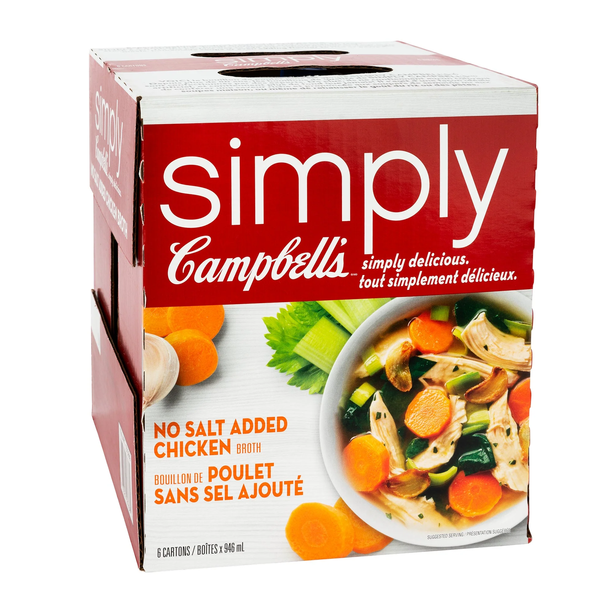 Simply Campbellās No Salt Added Chicken Broth - 4 x 6-pack - Grocery and Food Items - Canadian Distribution - Ships Free Within Canada on Orders Above CAD $199