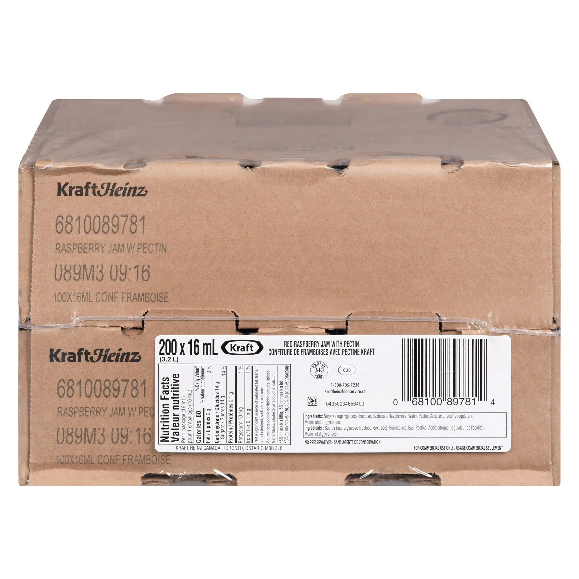 Single-serve Raspberry Jam - 2 Cases x 200 Packets - Kraft - Canadian Distribution - Ships Free Within Canada on Orders Above CAD $199 - Image 2