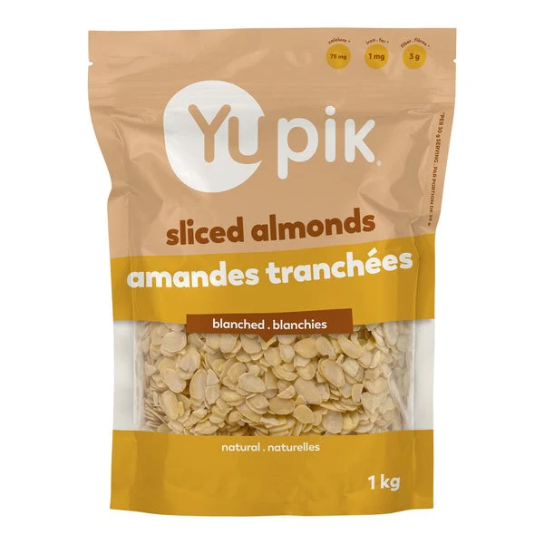 Sliced Almonds - 4 x 1 kg - Yupik - Canadian Distribution - Ships Free Within Canada on Orders Above CAD $199