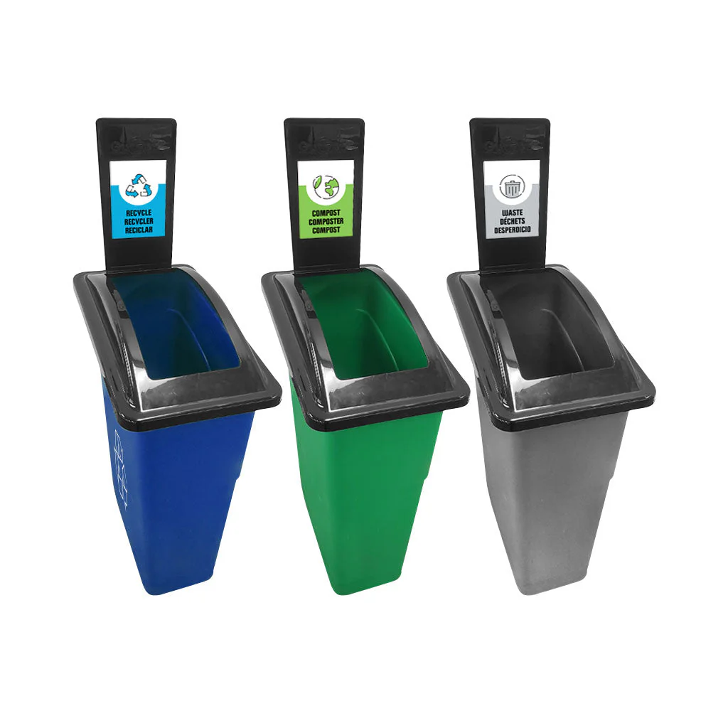 Slim Lid with Recycling/Organics/Waste Stations stickers - Sold By The Case - Image 8