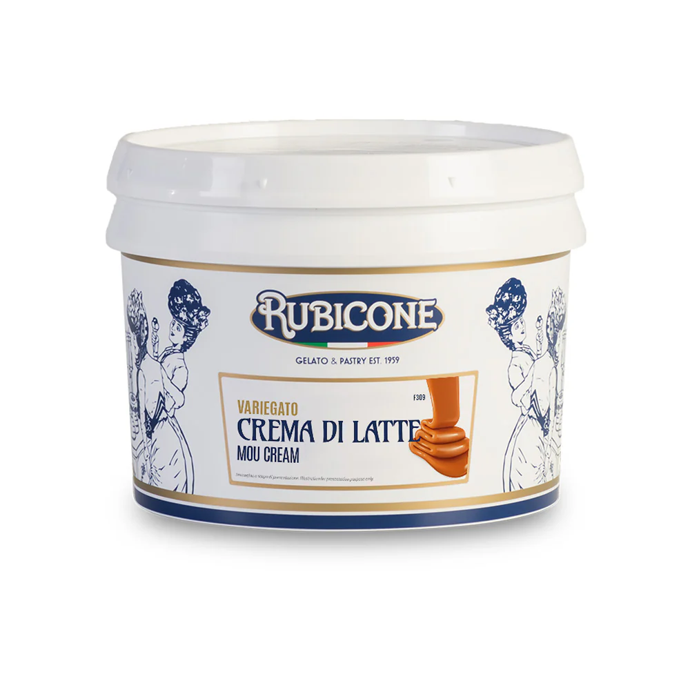 "PRE-ORDER" Smooth Caramel Sundae Dessert Topping - Case of 2 x 3 KG Buckets - Mou Cream Variegate - Rubicone Canada - Ships Free Within Canada on Orders Above CAD $199 - Image 2