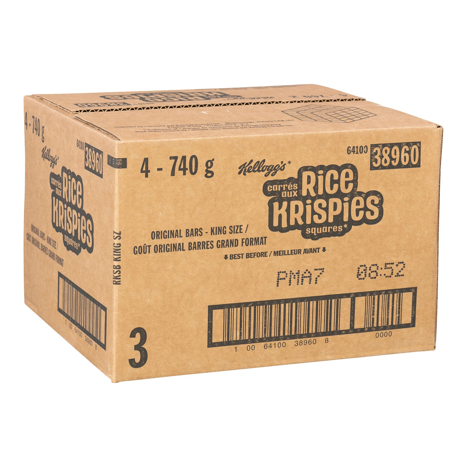 Snack Rice Krispies Bar Square 37 g. - 4 x 20 count - Kellogg's - Restaurant and Foodservice Ingredients - Canadian Distribution - Ships Free Within Canada on Orders Above CAD $199 - Image 2