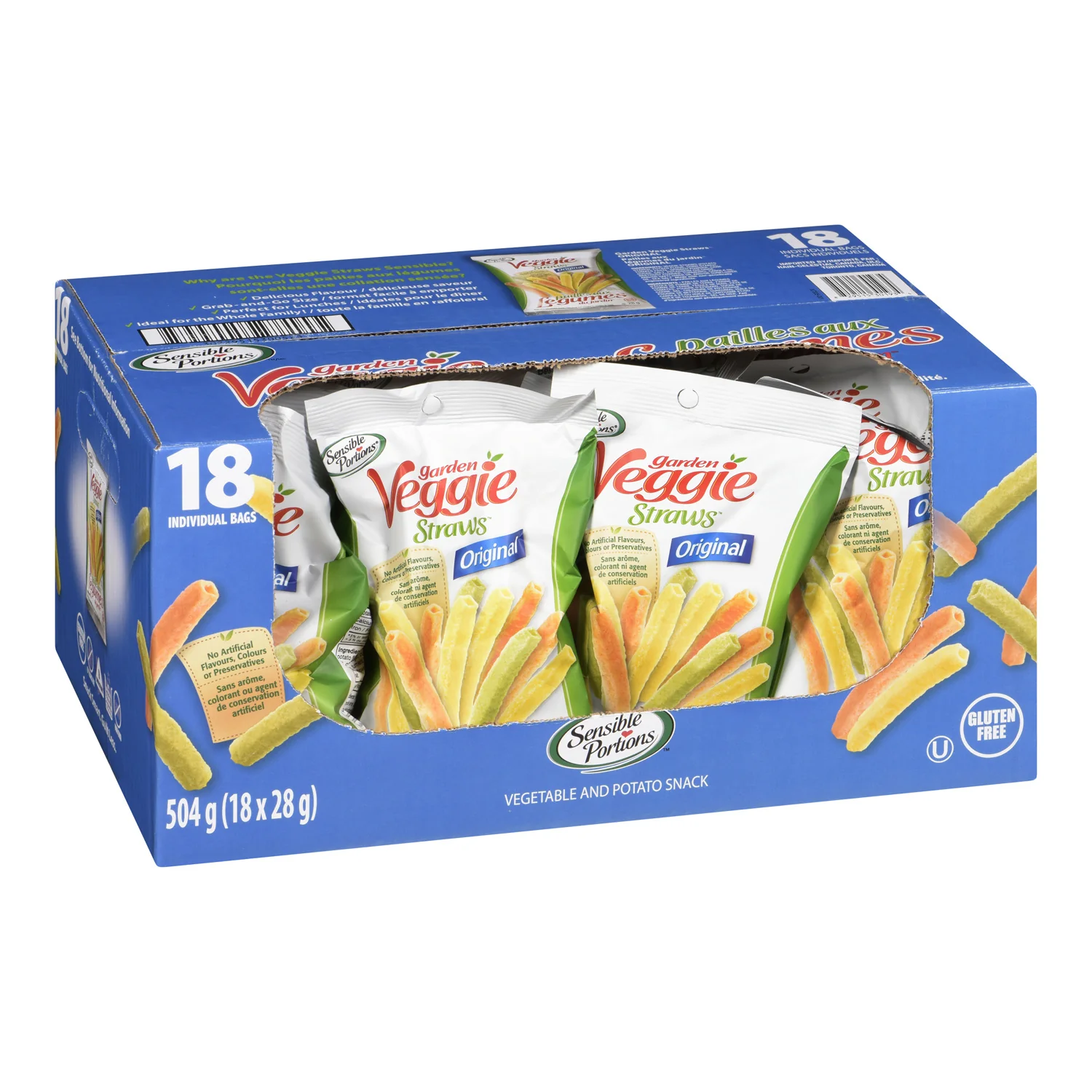 Snack Veggie Straws Original - 18 x 28 g - Sensible Portio - Restaurant and Foodservice Ingredients - Canadian Distribution - Ships Free Within Canada on Orders Above CAD $199 - Image 3