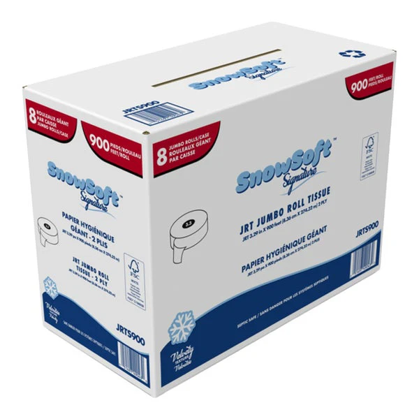 Snowsoft Signature Jumbo Bathroom Tissue - 2 ply - 8 rolls Ă— 275 m - Disposables, Restaurant Packaging and Take-Out Supplies - Canadian Distribution - Ships Free Within Canada on Orders Above CAD $199
