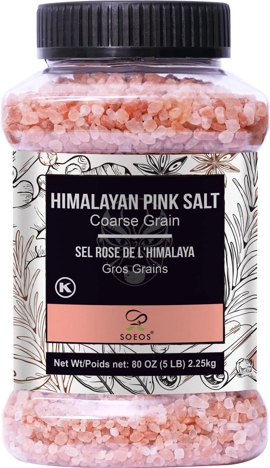 Soeos โ Himalayan Pink Salt โ Coarse Grain โ 2.25kg โ Mineral-Dense - Canadian Distribution - Ships Free Within Canada on Orders Above CAD $199