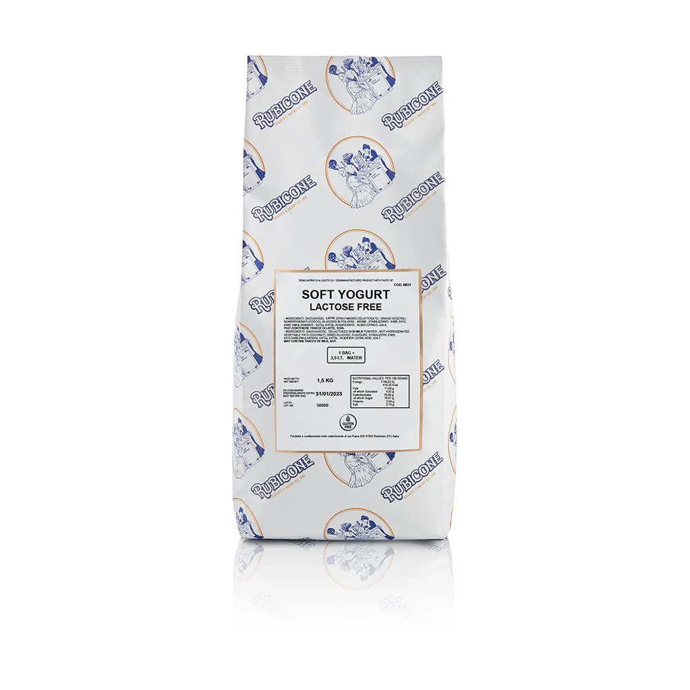 "PRE-ORDER" Soft Yogurt Lactose-free Frozen Yogurt Mix - Complete Ready Base - Case of 8 x 1.5 KG bags - Rubicone Canada - Ships Free Within Canada on Orders Above CAD $199