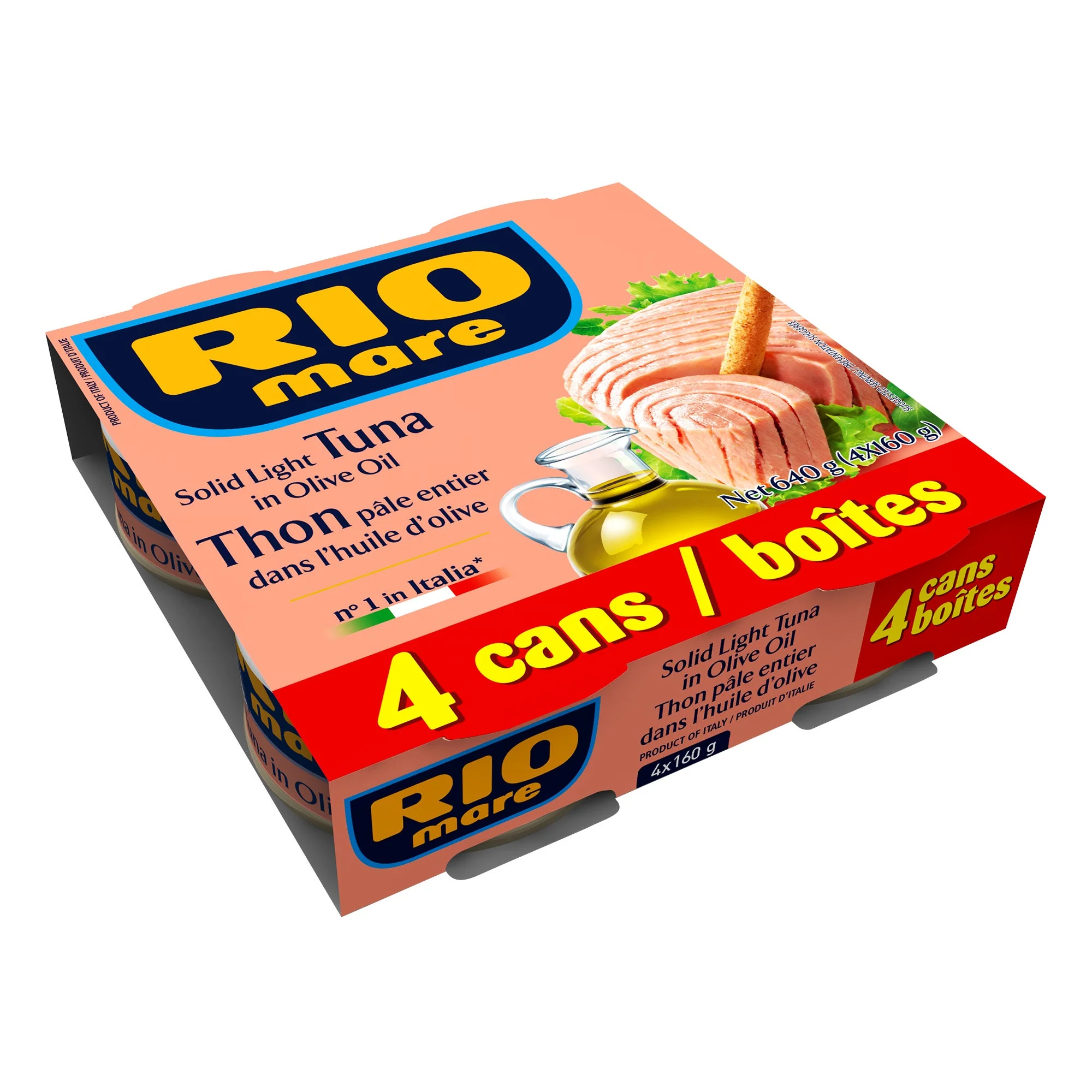 Solid Light Tuna in Olive Oil - 4 Cases x 4 Cans x 160 g - Rio Mare - Canadian Distribution - Ships Free Within Canada on Orders Above CAD $199