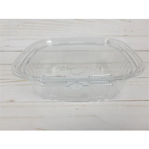 SOMI HPC24TE, Cont. Plas Hinged 24oz Clear Safety Lock, 18.5LBS, CLEAR, 200 PER PACK