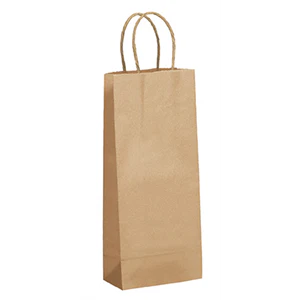 SOMI KBH53513, Bag Paper Handle Twisted 5.5"x3.25"x13", Kraft 100gsm, 18LBS, BROWN, 250 PER PACK