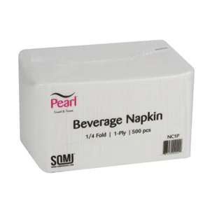 SOMI NC-1P, Napkin 1Ply Beverage White, 8x500, 8LBS, WHITE, 4000 PER PACK
