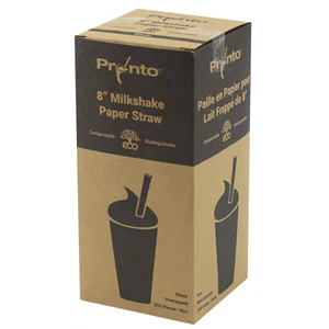 SOMI STRP8MBKU, Straw Paper 8" Milkshake Black Unwrapped 8x250, 7.46 LBS, PACK SIZE, 2000