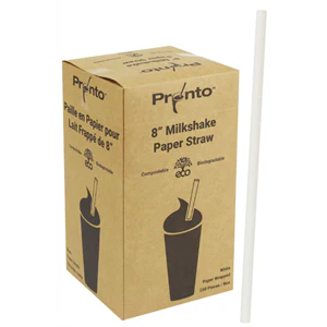 SOMI STRP8MW, Straw Paper 8" Milkshake White Wrapped, 8x250,  7.46 LBS, PACK SIZE 2000