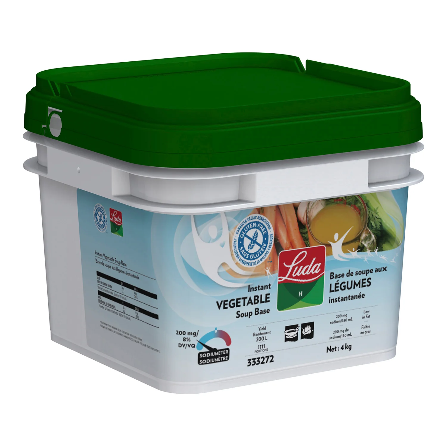 Soup Base Vegetable Sodium Reduced Gluten-Free - 1 x 4 kg - Luda Healthcare - Restaurant and Foodservice Ingredients - Canadian Distribution - Ships Free Within Canada on Orders Above CAD $199