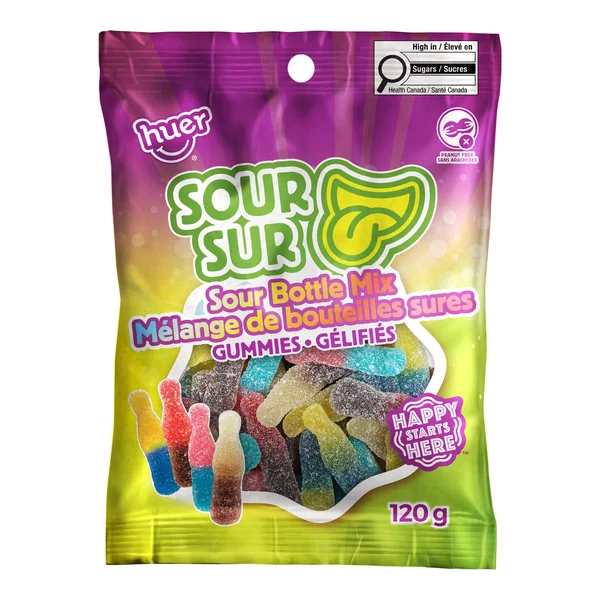 Sour Bottle Mix - 4 Cases x 24 Bottles x 120 g - Huer - Canadian Distribution - Ships Free Within Canada on Orders Above CAD $199