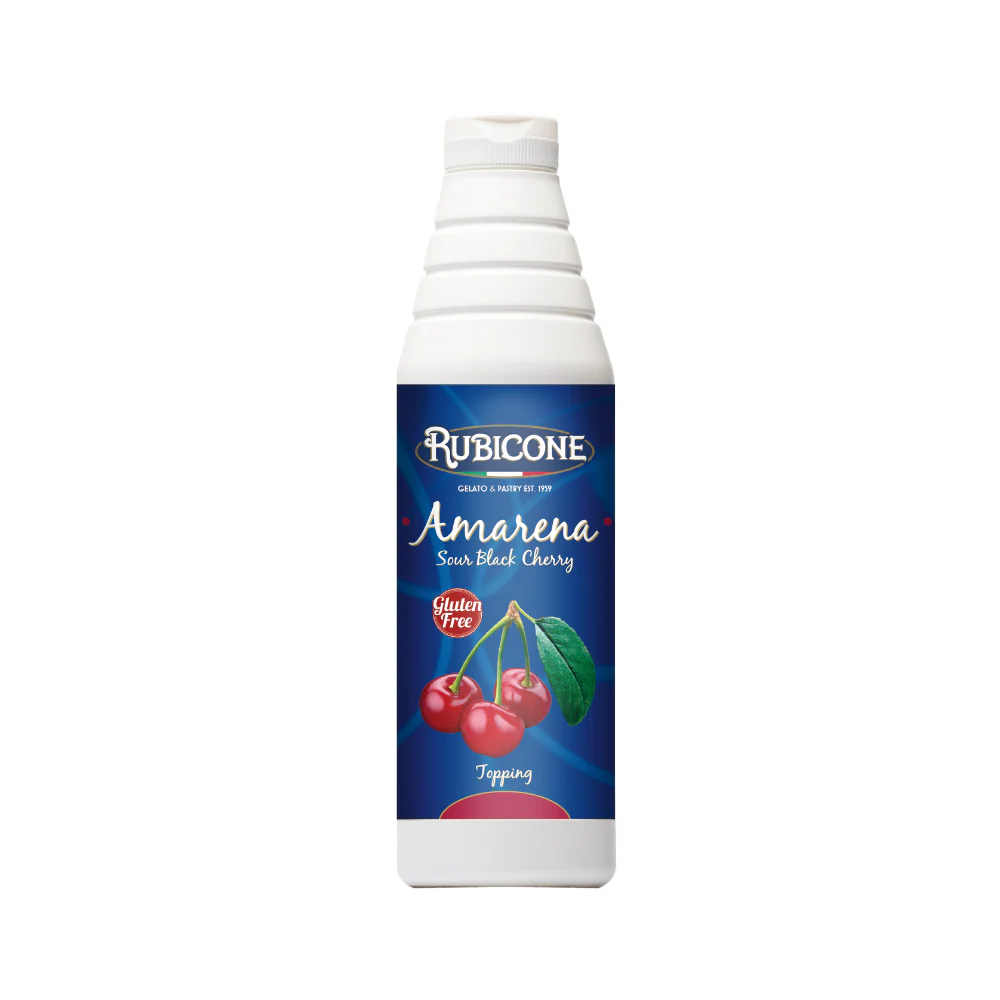 "PRE-ORDER" Sour Cherry Amarena Topping - 1 KG Squeeze Bottle - Rubicone Canada - Ships Free Within Canada on Orders Above CAD $199