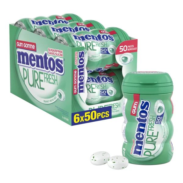 Spearmint Gum - 4 Cases x 6 Packs x 50 pieces - Mentos - Canadian Distribution - Ships Free Within Canada on Orders Above CAD $199