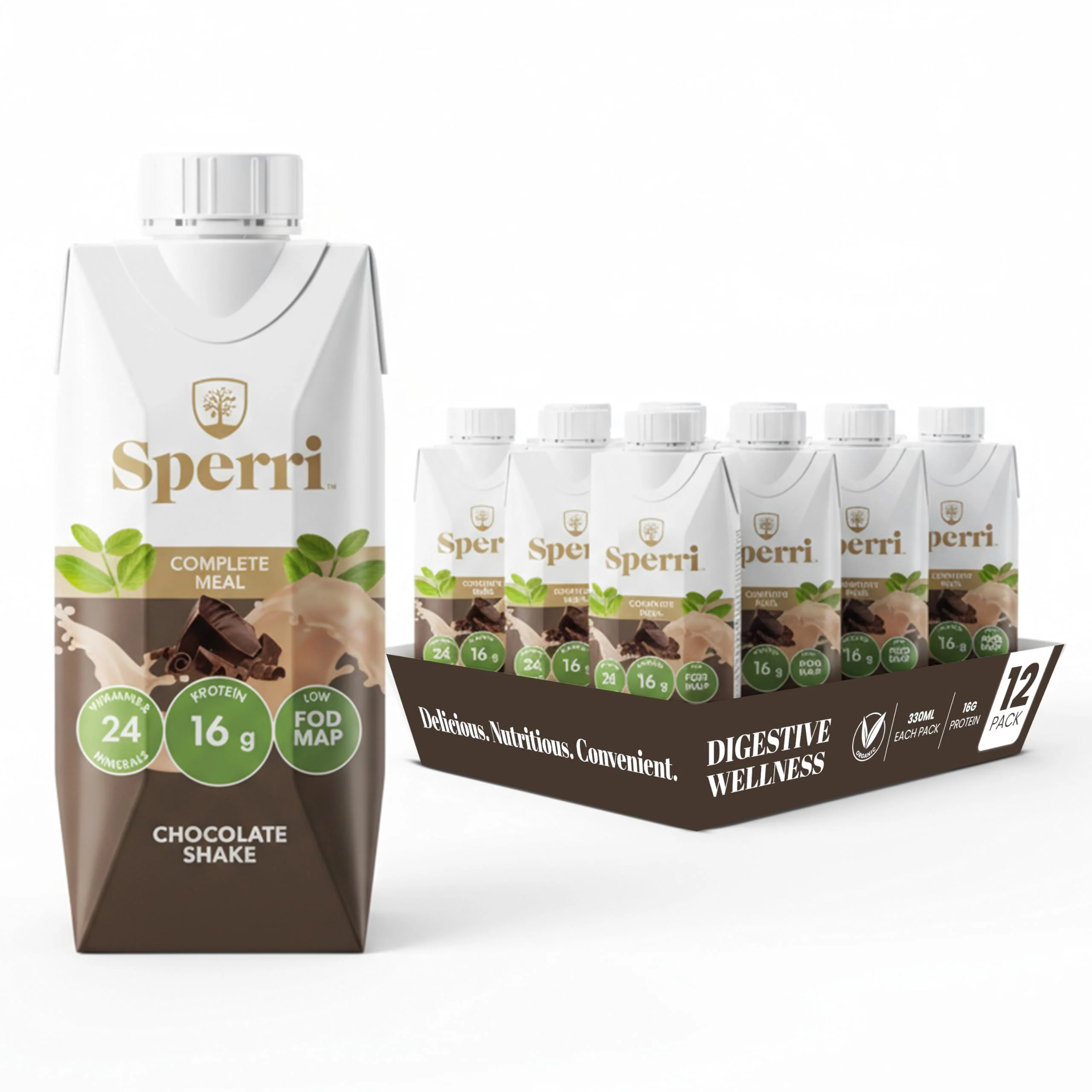 Sperri – Complete Plant-Based Meal Replacement – Chocolate – 330mL, 12 Pack - Canadian Distribution - Ships Free Within Canada on Orders Above CAD $199