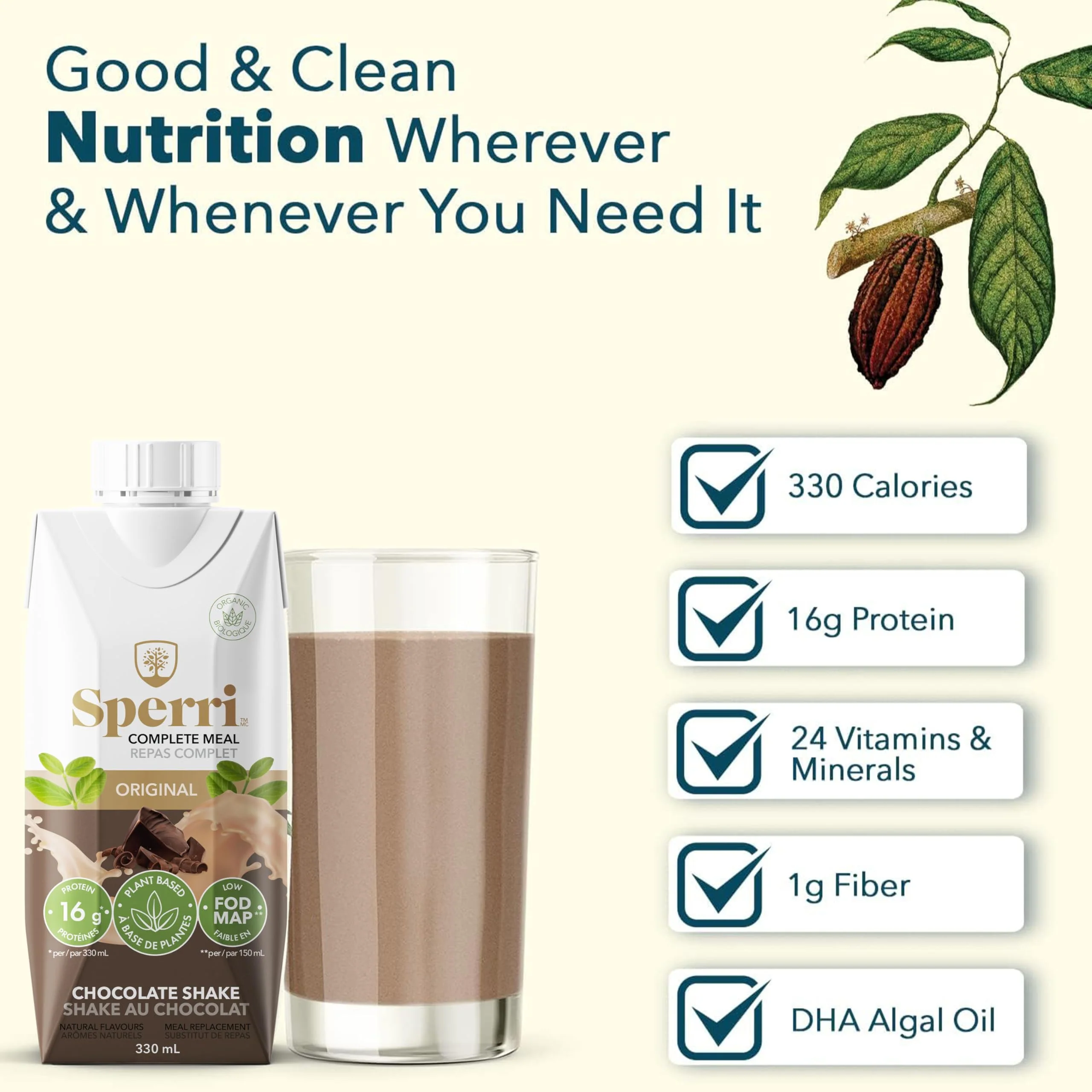 Sperri – Complete Plant-Based Meal Replacement – Chocolate – 330mL, 12 Pack - Canadian Distribution - Ships Free Within Canada on Orders Above CAD $199 - Image 3
