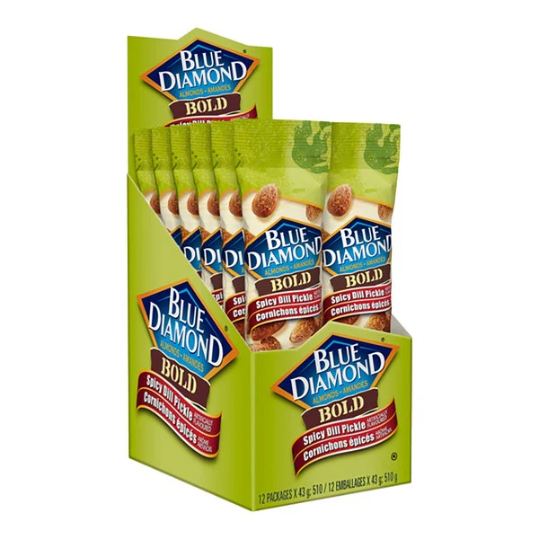 Spicy Dill Pickle - 4 Cases x 12 Packs x 43 g - Blue Diamond - Canadian Distribution - Ships Free Within Canada on Orders Above CAD $199