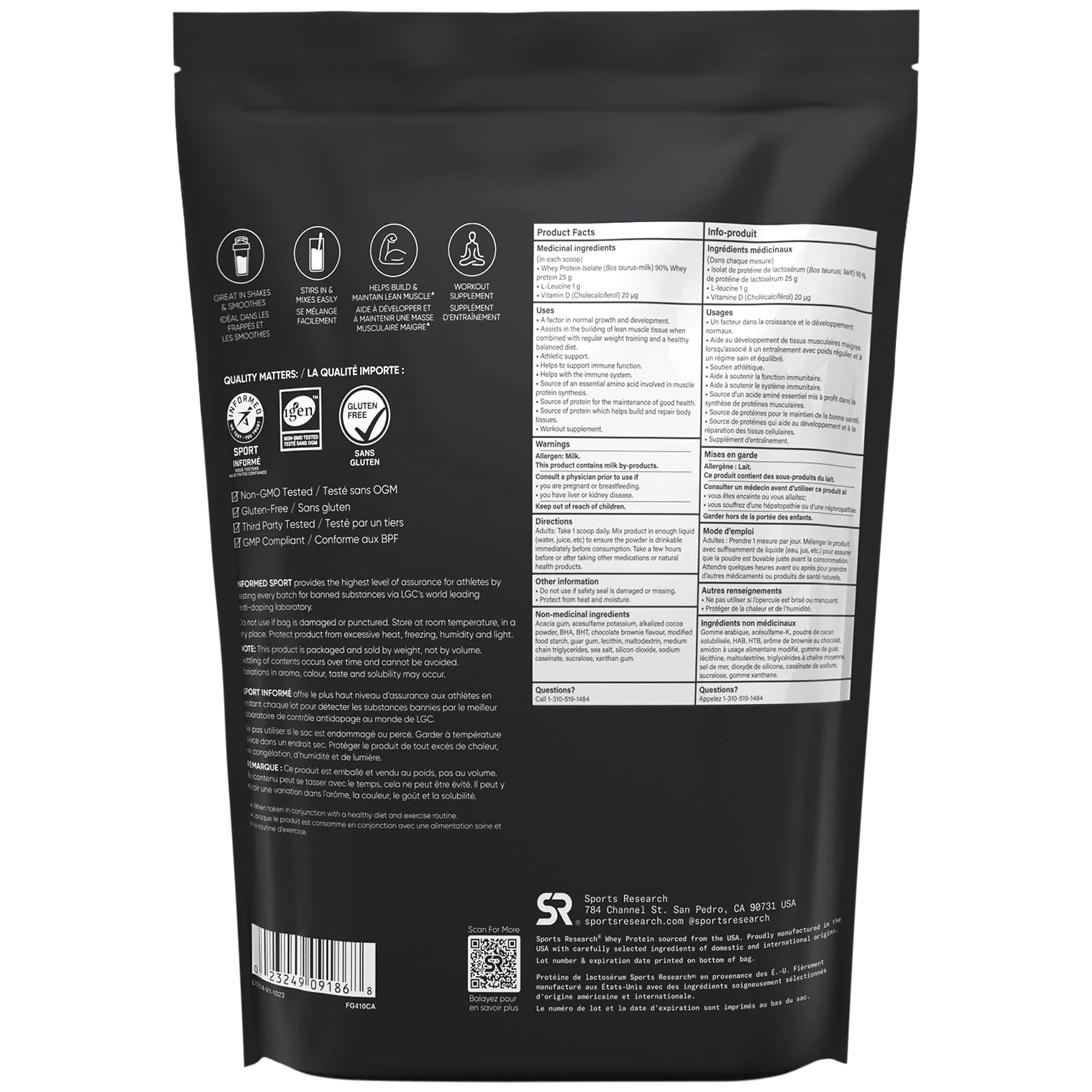 Sports Research โ Whey Protein Isolate โ Dutch Chocolate โ 1.03 kg - Canadian Distribution - Ships Free Within Canada on Orders Above CAD $199 - Image 7