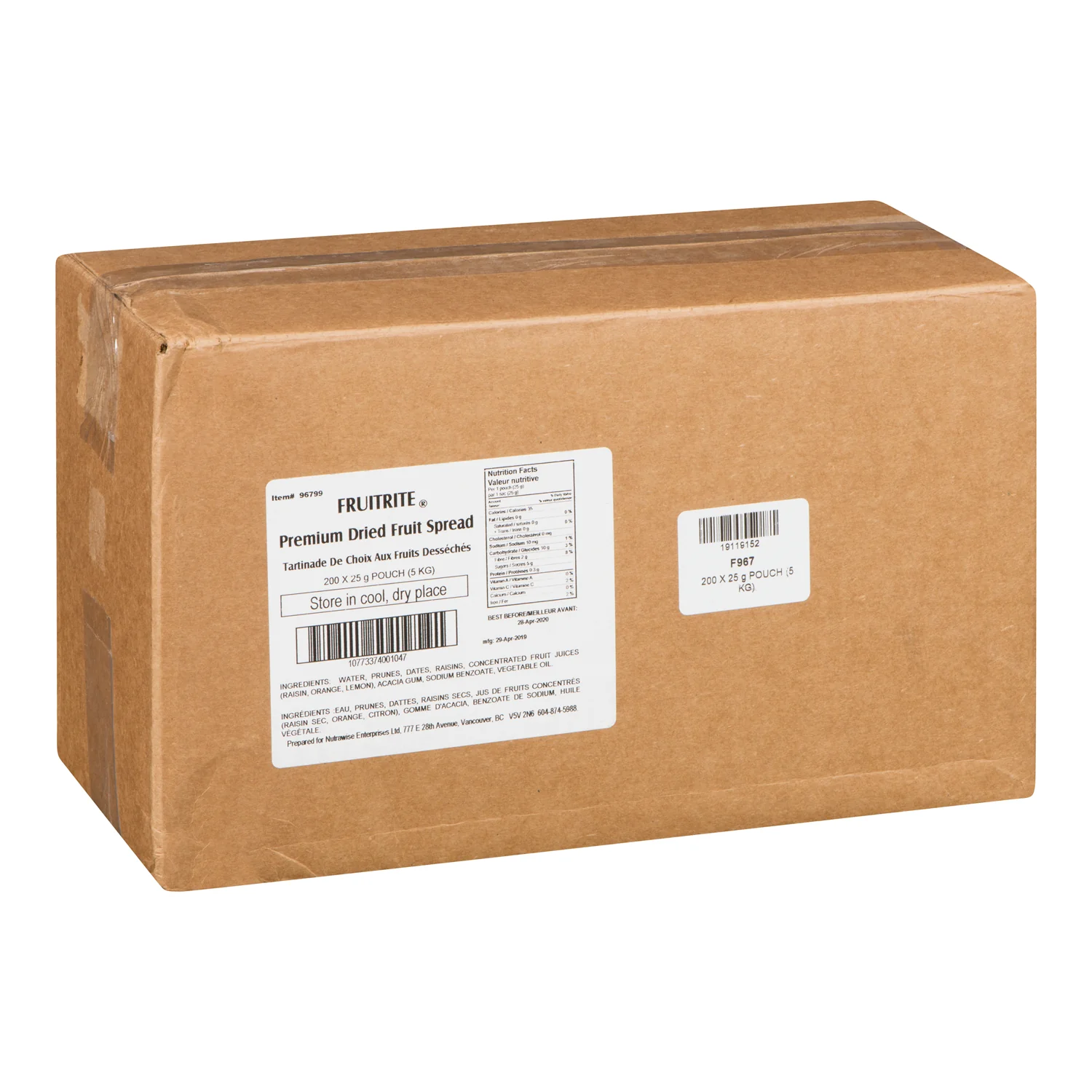 Spread Fruit Premium - 200 x 25 g - Fruitrite - Restaurant and Foodservice Ingredients - Canadian Distribution - Ships Free Within Canada on Orders Above CAD $199 - Image 2