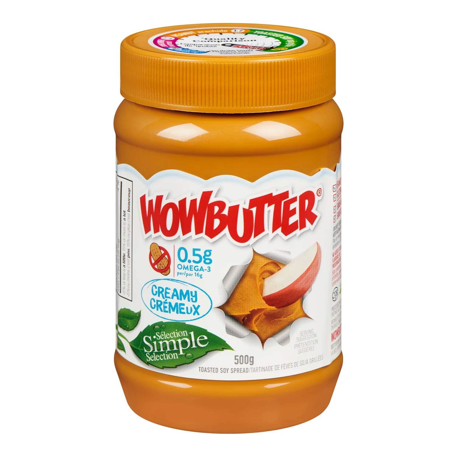 Spread Soy Butter Creamy - 6 x 500 g - Wow Butter - Restaurant and Foodservice Ingredients - Canadian Distribution - Ships Free Within Canada on Orders Above CAD $199