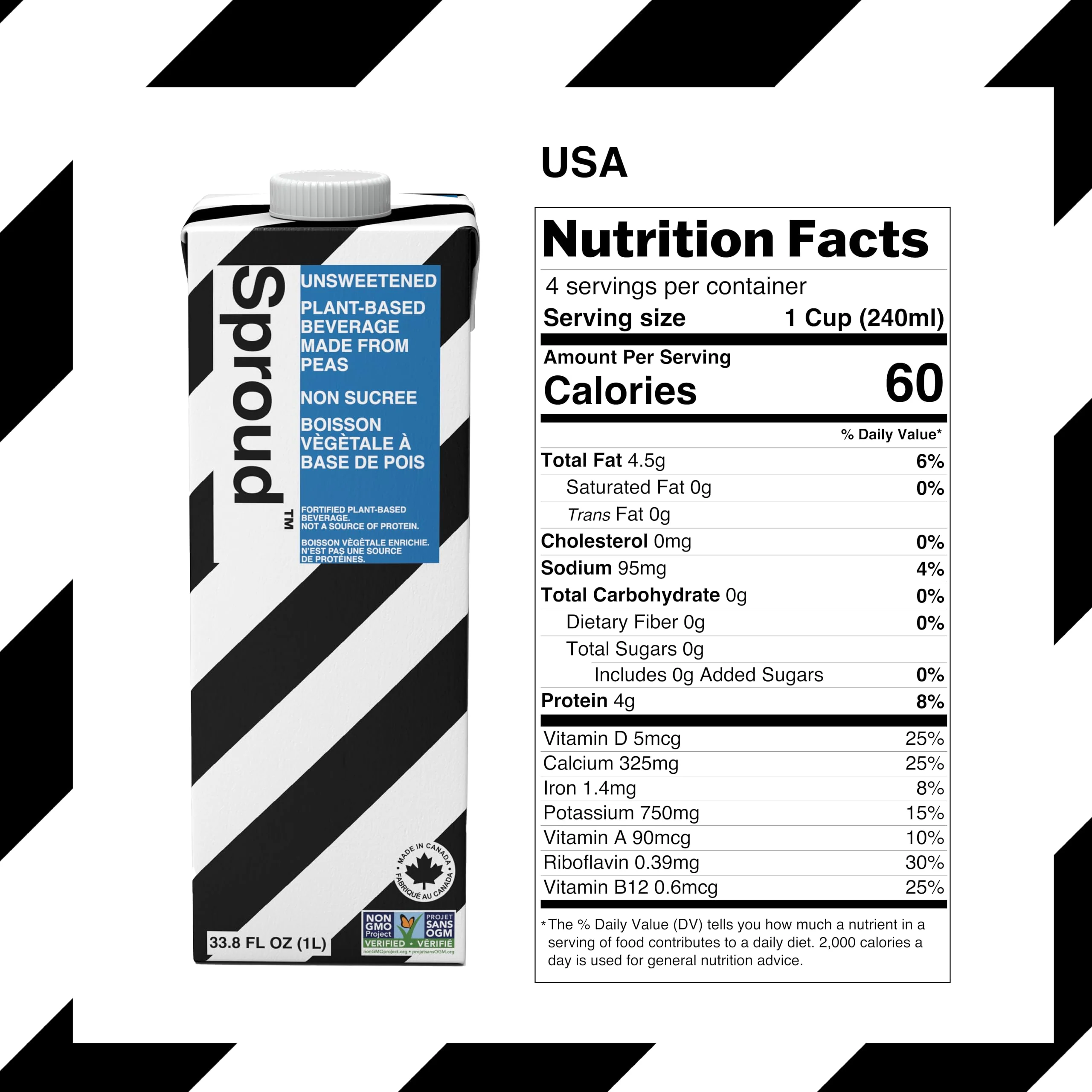 Sproud โ Vegan Pea Protein Milk โ Unsweetened โ 1L ร 6 - Canadian Distribution - Ships Free Within Canada on Orders Above CAD $199 - Image 2