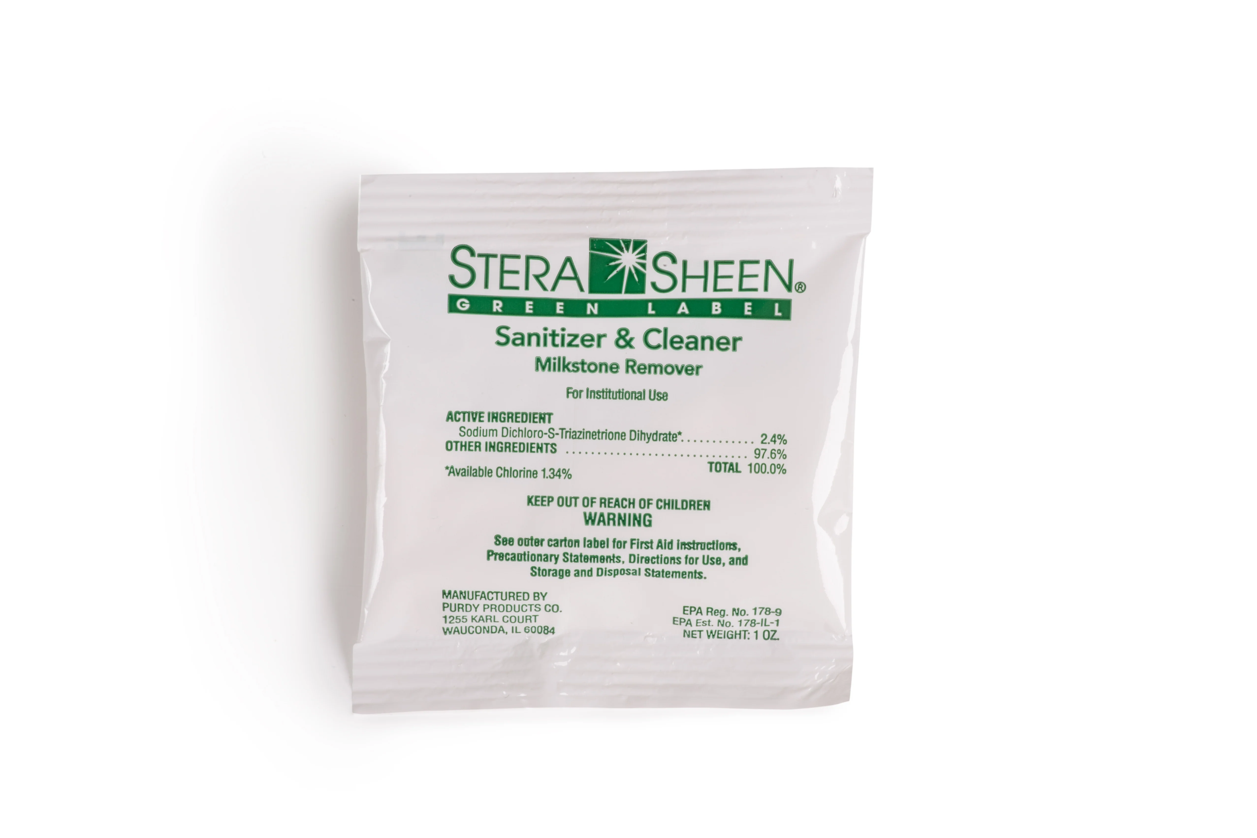 Stera-Sheen Green Label Sanitizer and Cleaner - 2 oz Packets, Box of 100 - Canada - Image 2