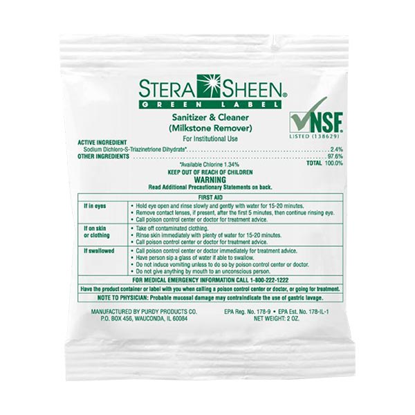 Stera-Sheen Green Label Sanitizer and Cleaner - 2 oz Packets, Box of 100 - Canada - Image 3